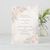 Faire-part de mariage floral pêche doux (Debout devant)