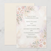 Faire-part de mariage floral pêche doux (Devant / Derrière)