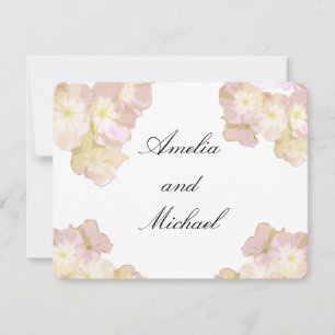 Faire-part de mariage floral pêche et crème pastel