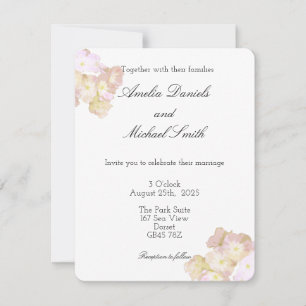Faire-part de mariage floral pêche et crème pastel