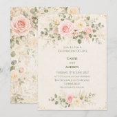 Faire-part de mariage floral pêche rose (Devant / Derrière)