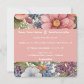 Faire-part de mariage floral peint en douceur (Devant)