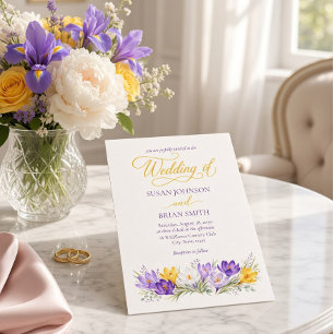 Faire-part de mariage floral photo crocus jaune vi
