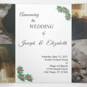 Faire-part de mariage floral photo personnalisable (Intérieur au milieu)