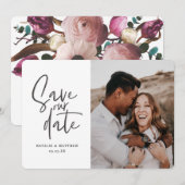 Faire-part de mariage floral photographique modern (Devant / Derrière)