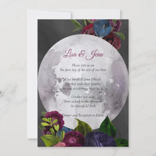 Faire-part de mariage floral Pleine lune (Devant)