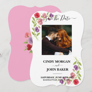 Faire-part de mariage floral - Pois de senteur