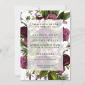 Faire-part de mariage Floral pourpre (Devant)