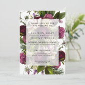 Faire-part de mariage Floral pourpre (Debout devant)