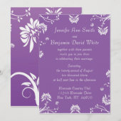 Faire-part de mariage Floral pourpre (Devant / Derrière)