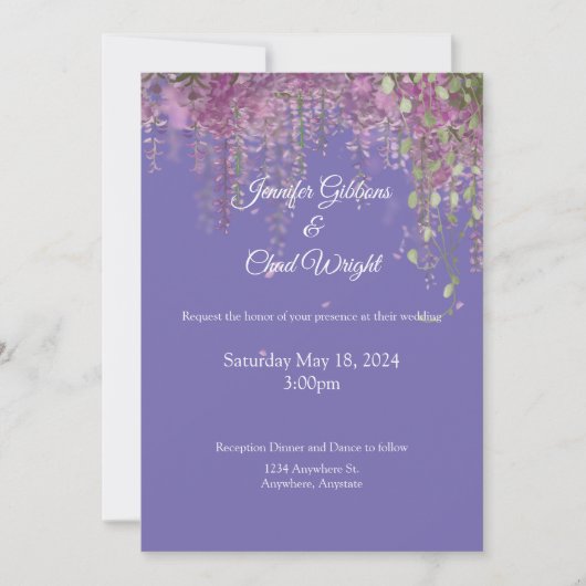 Faire-part de mariage Floral pourpre (Devant)