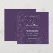 Faire-part de mariage floral pourpre (Devant / Derrière)