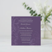 Faire-part de mariage floral pourpre (Debout devant)