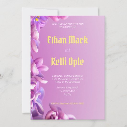 Faire-part de mariage Floral pourpre (Devant)