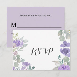 Faire-part de mariage floral pourpre aquarelle Euc