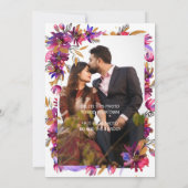 Faire-part de mariage floral pourpre d'aubergine (Dos)