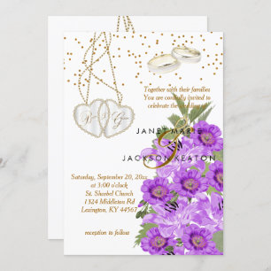 Faire-part de mariage floral pourpre de lavande