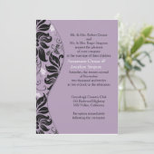 Faire-part de mariage floral pourpre et noir (Debout devant)