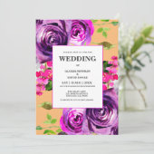 Faire-part de mariage floral pourpre romantique (Debout devant)