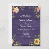 Faire-part de mariage floral pourpre rustique de c (Devant)