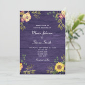 Faire-part de mariage floral pourpre rustique de c (Debout devant)