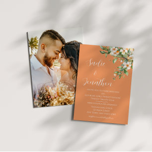 Faire-part de mariage floral printemps abricot pêc