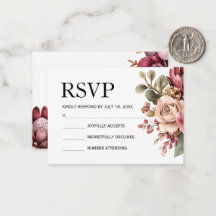 Faire-part de mariage floral Protéa Rouge Bourgogn