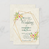 Faire-part de mariage floral ressort (Devant / Derrière)