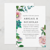 Faire-part de mariage floral romantique (Devant / Derrière)