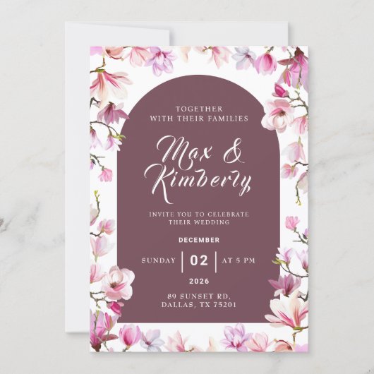 Faire-part de mariage floral romantique (Devant)