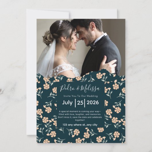 Faire-part de mariage floral romantique (Devant)