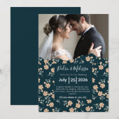 Faire-part de mariage floral romantique (Devant / Derrière)