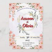 Faire-part de mariage floral romantique (Devant / Derrière)