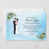 Faire-part de mariage floral romantique de marque (Devant)