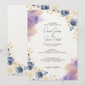 Faire-part de mariage floral romantique Pastel (Devant / Derrière)