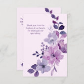 Faire-part de mariage floral romantique rose et vi (Devant / Derrière)