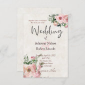 Faire-part de mariage floral rose (Devant / Derrière)