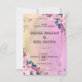 faire-part de mariage floral rose (Devant)