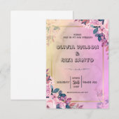 faire-part de mariage floral rose (Devant / Derrière)