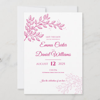 Faire-part de mariage floral rose