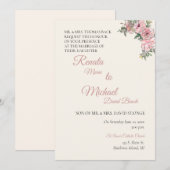 Faire-part de mariage floral rose (Devant / Derrière)