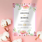 Faire-part de mariage floral rose