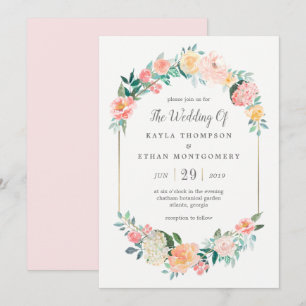 Faire-part de mariage floral rose
