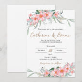 Faire-part de mariage FLoral rose (Devant / Derrière)