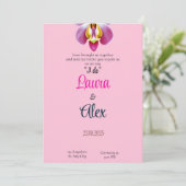Faire-part de mariage floral rose (Debout devant)