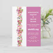 Faire-part de mariage floral rose (Debout devant)