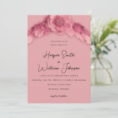 faire-part de mariage floral rose (Debout devant)