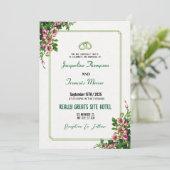 Faire-part de mariage floral rose à l'aquarelle él (Debout devant)