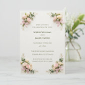Faire-part de mariage floral Rose Blush (Debout devant)