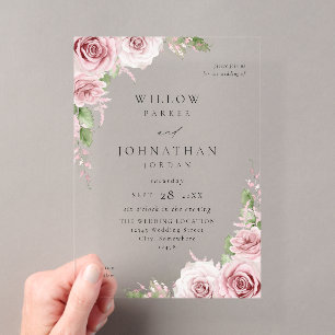 Faire-part de mariage floral rose blush V2